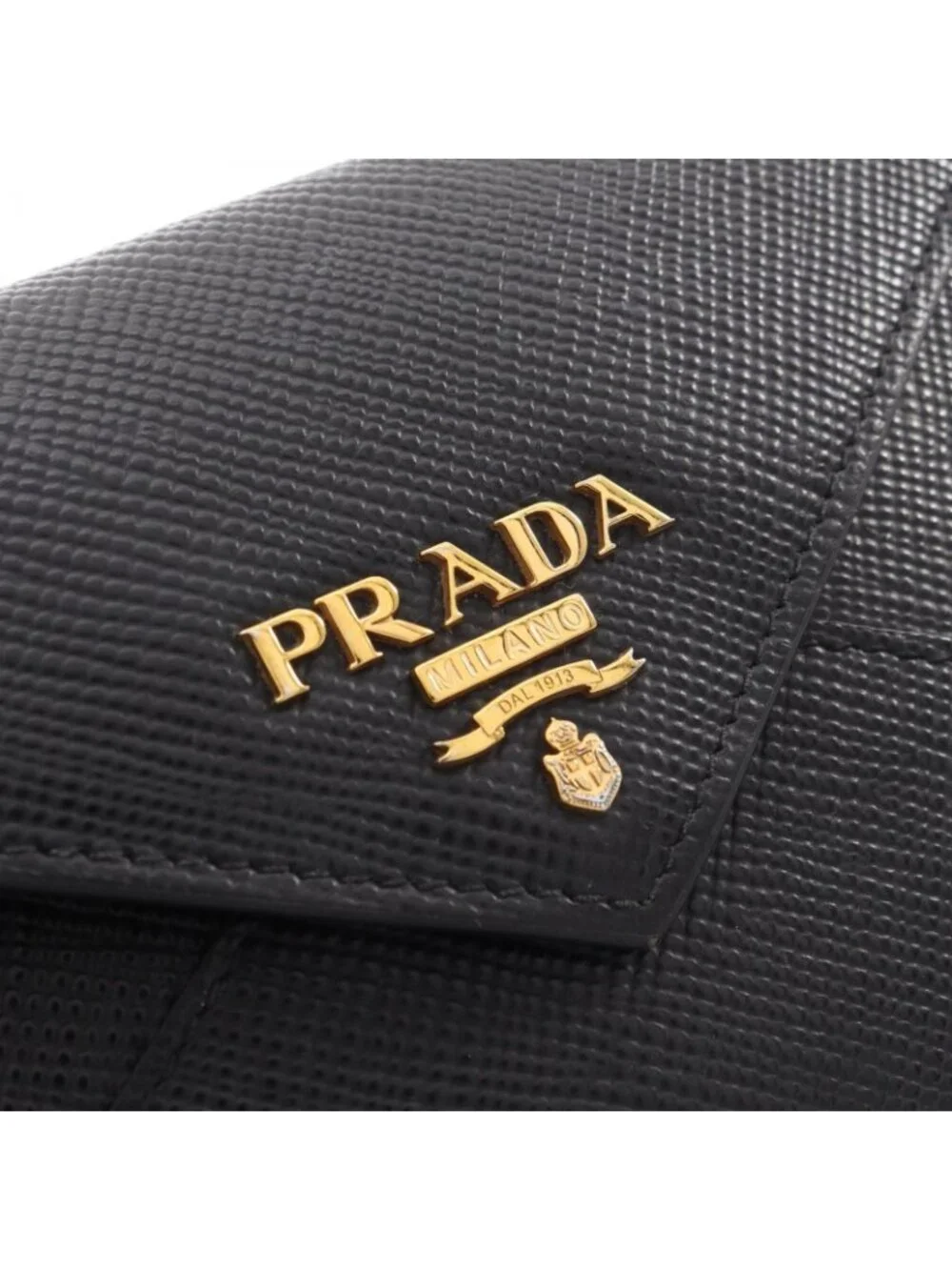 Prada Bifold Wallet Saffiano Cuir Envelope Black Leather